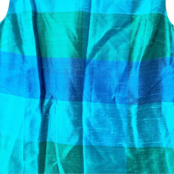 Talbots Silk Shantung Striped Sleeveless She’ll Size 14 Cool Blues New With Tags - Picture 8 of 9